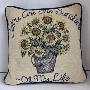 Sunflower Tapestry Pillow 12" x 12" You Are The Sunshine Of My Life Pillow Decor